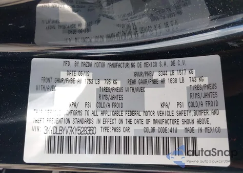 2019 Toyota Yaris L из США, поврежденный, VIN 3MYDLBYV7KY528360